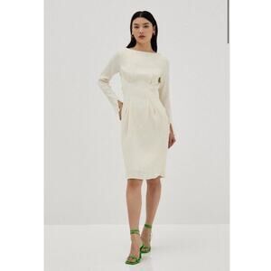 Love Bonito Aaryn Textured Boat Neck Dress in Cream Size XS